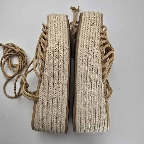 Novus Boho Tan Neutral Espadrilles Ankle Ties Sandals - Picture 9 of 11